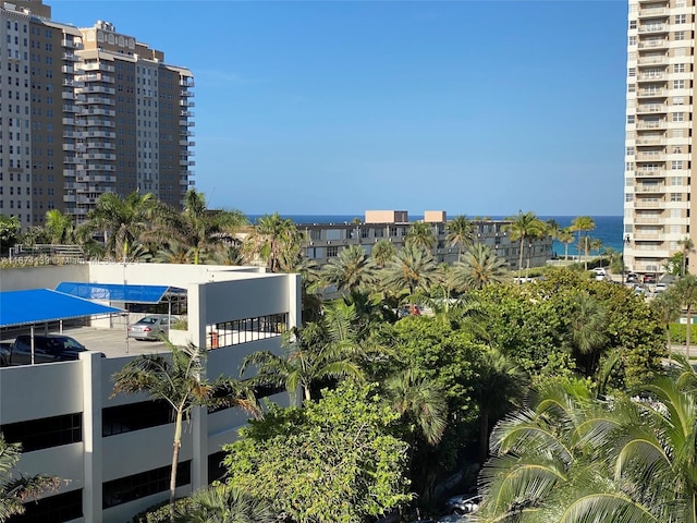 exterior space with a water view