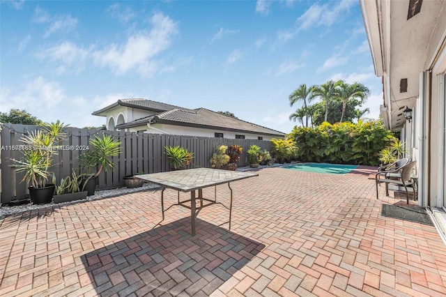 view of patio / terrace with a fenced in pool