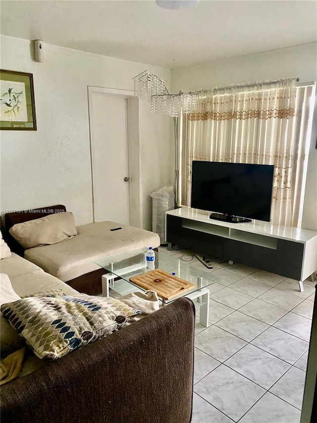 view of tiled living room