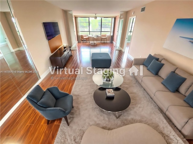 living room featuring hardwood / wood-style flooring