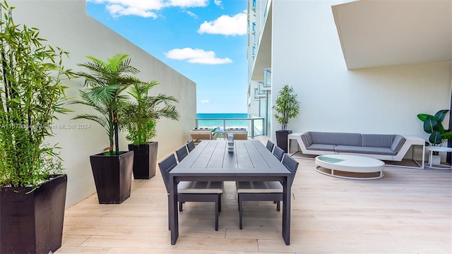 balcony with a water view