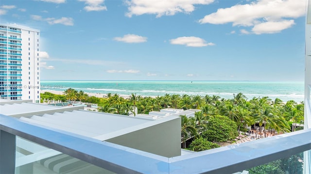 view of water feature featuring a beach view