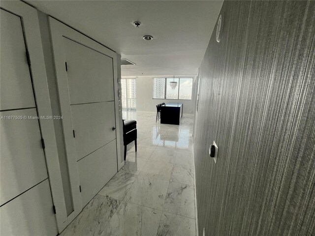 92 SW 3rd Unit 3605, Miami, FL 33130 - hall with light marble finish flooring