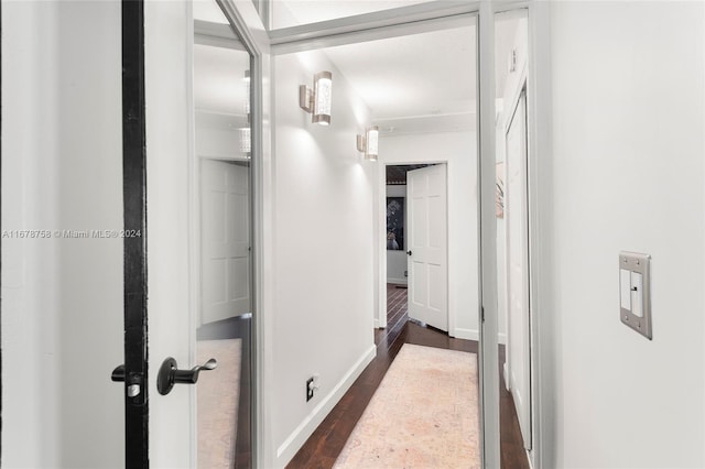 hall featuring dark hardwood / wood-style flooring