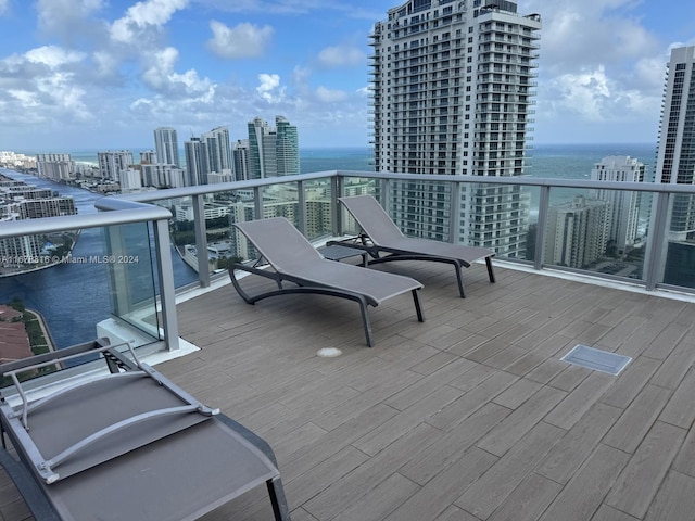 balcony with a water view