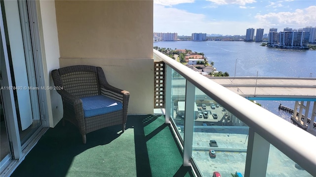 balcony with a water view