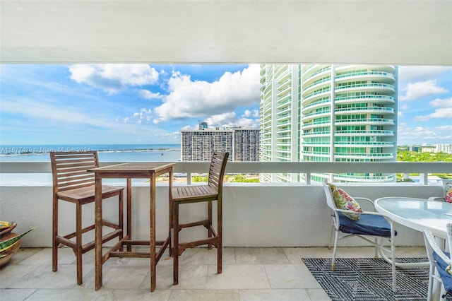 balcony with a water view