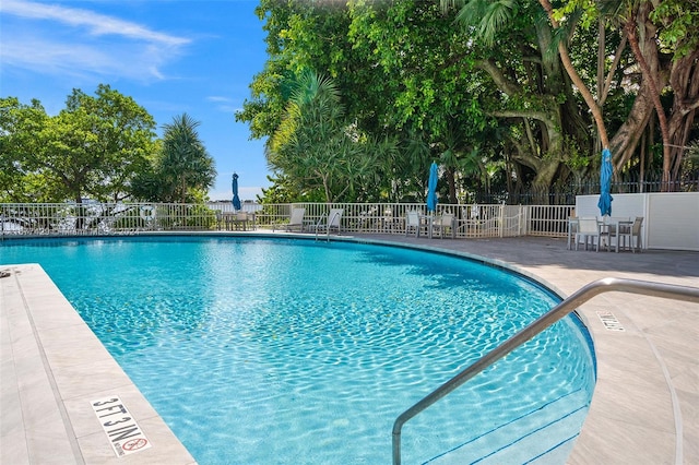 view of swimming pool featuring a patio