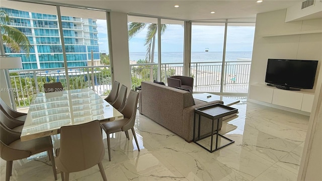 living room featuring expansive windows