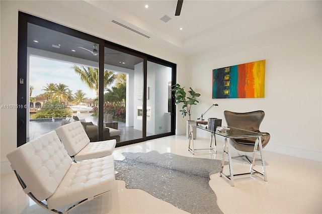 living room featuring expansive windows