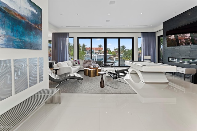 view of tiled living room