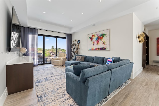 living room featuring light hardwood / wood-style floors