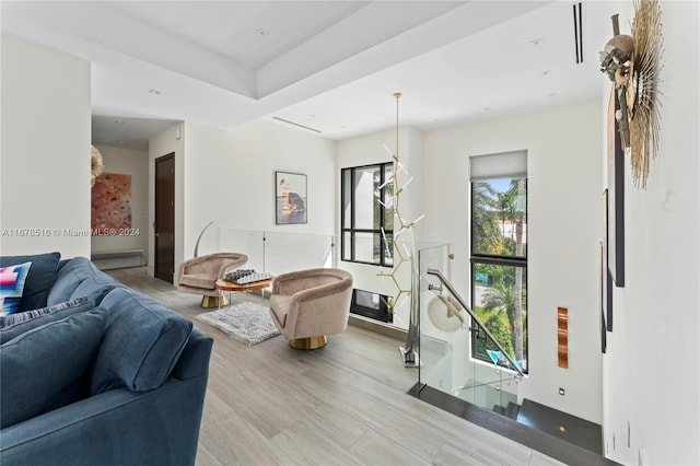 living room featuring light hardwood / wood-style flooring