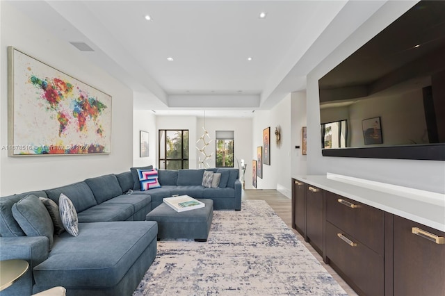 living room featuring light hardwood / wood-style floors