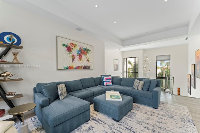 living room featuring light hardwood / wood-style floors