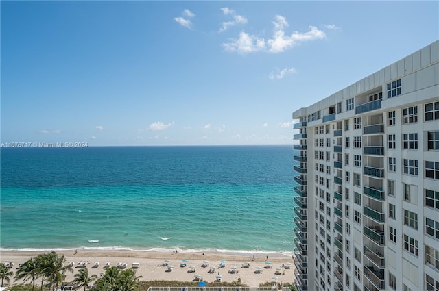 property view of water featuring a view of the beach