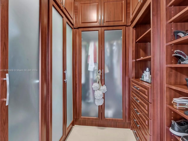 interior space featuring light tile patterned floors