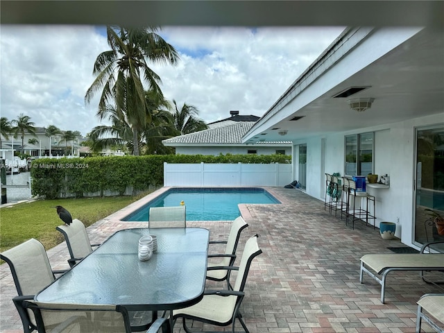 view of pool featuring a patio