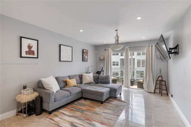 view of tiled living room