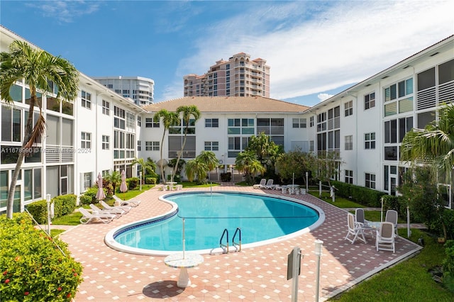 view of pool with a patio area