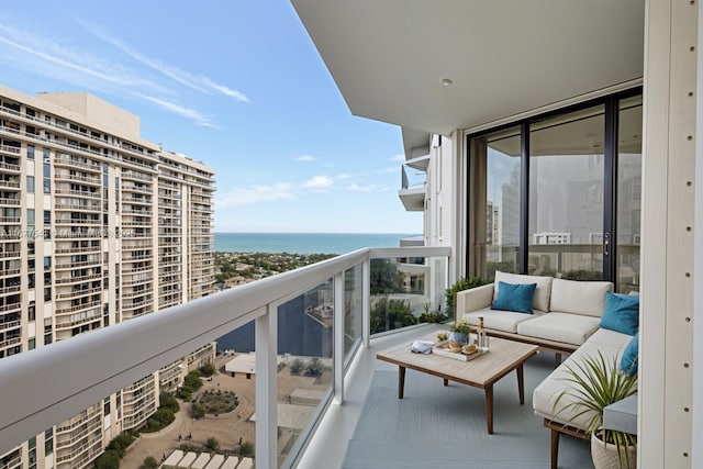 20185 E Country Club Dr Unit 2209, Aventura, FL 33180 - balcony featuring a water view and outdoor lounge area