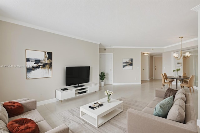 20185 E Country Club Dr Unit 2209, Aventura, FL 33180 - living room with a chandelier, baseboards, and crown molding
