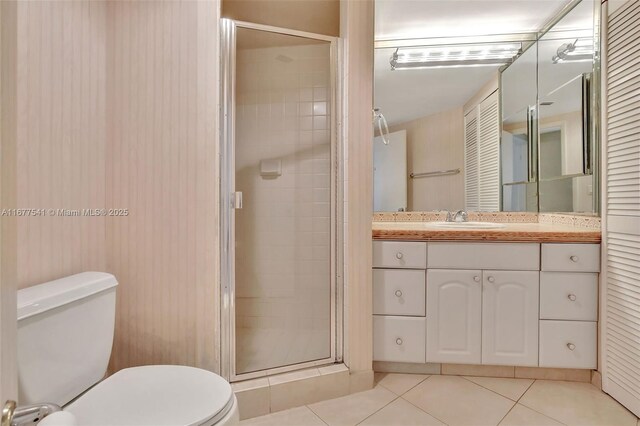 20185 E Country Club Dr Unit 2209, Aventura, FL 33180 - full bathroom with toilet, tile patterned flooring, a shower stall, and vanity