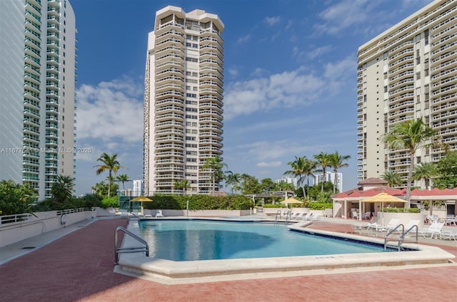 view of pool with a patio area