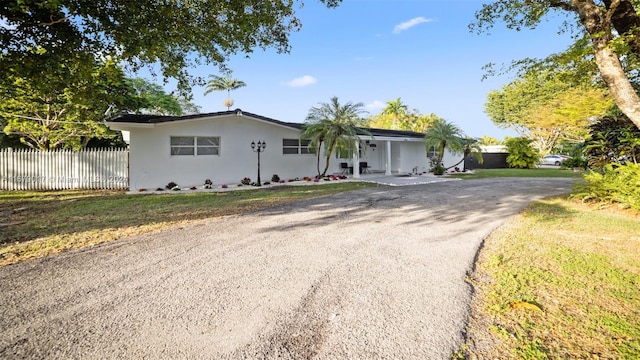 view of single story home