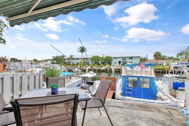 dock area featuring a water view