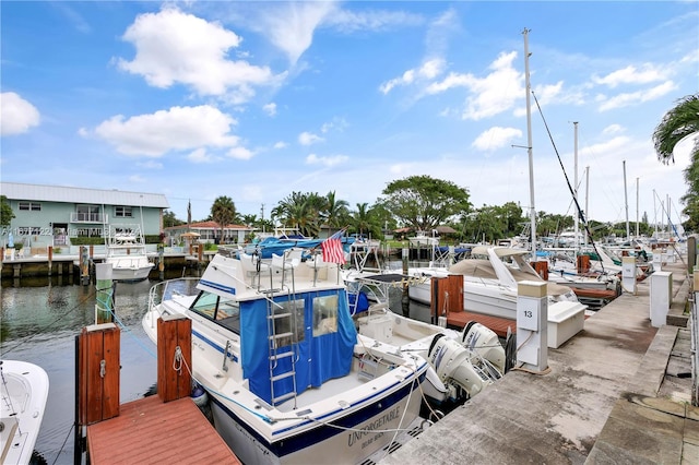 view of dock featuring a water view