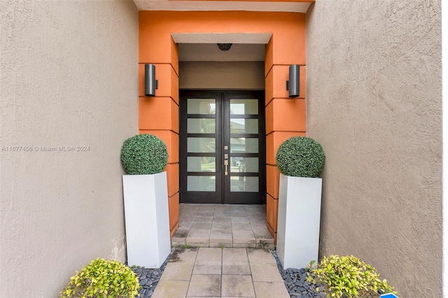 property entrance with french doors