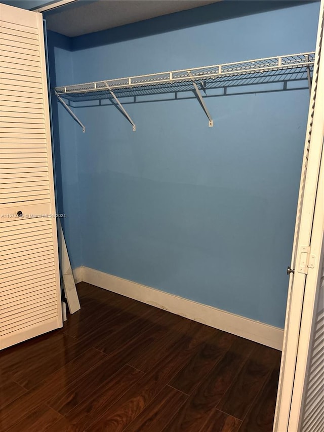 walk in closet with hardwood / wood-style floors