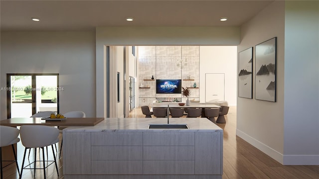 living room featuring light wood-type flooring