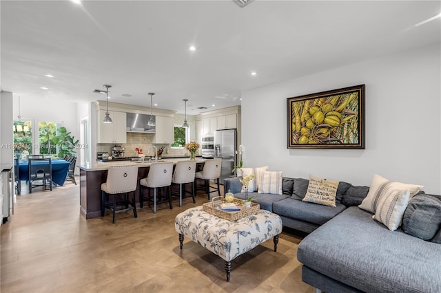 living room featuring plenty of natural light