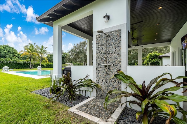 view of patio / terrace with ceiling fan