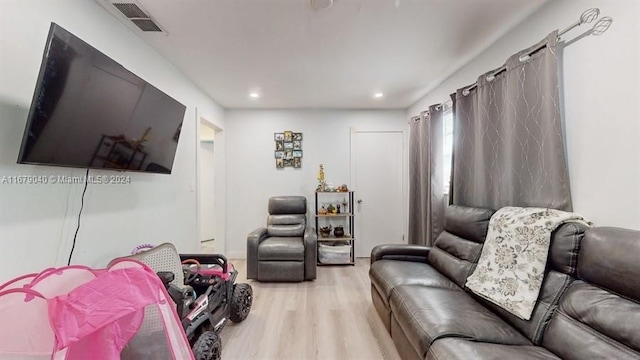 living room with light wood-type flooring