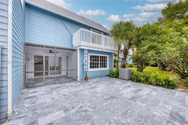 115 Ocean Dunes Cir, Jupiter, FL 33477 - back of house with cooling unit, a patio area, a balcony, and ceiling fan