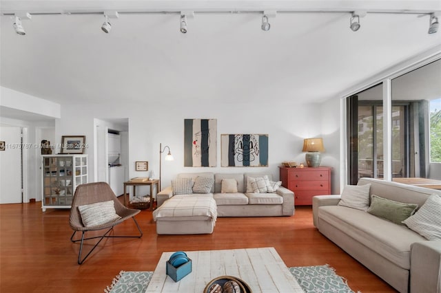 living room with hardwood / wood-style flooring