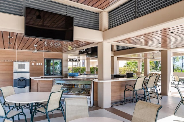 view of patio / terrace with a bar