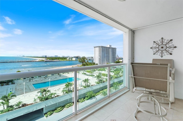 balcony with a water view