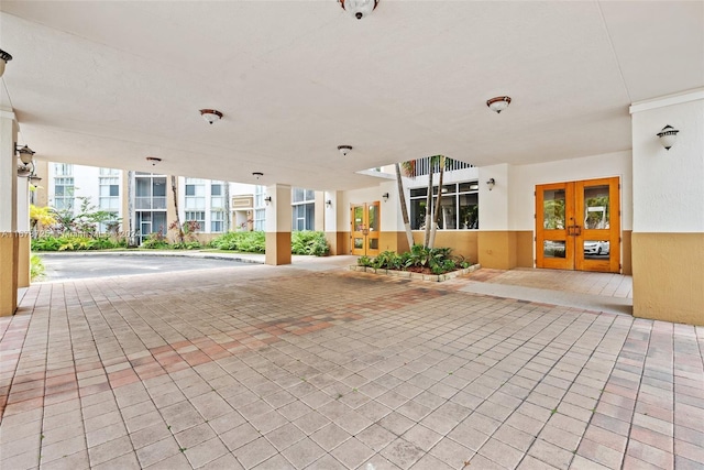 view of patio featuring french doors