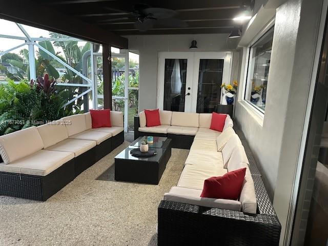 sunroom with french doors
