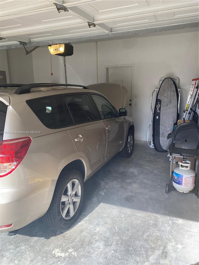 garage with a garage door opener