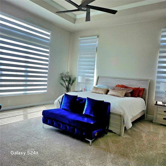 7612 Knight St, Parkland, FL 33067 - carpeted bedroom with baseboards, a ceiling fan, and ornamental molding