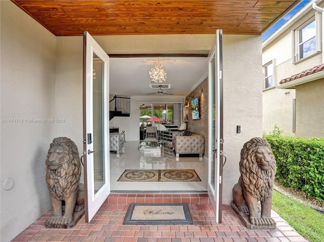 entrance to property with a patio area