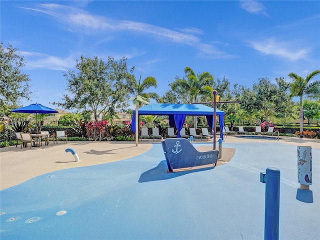 view of jungle gym featuring a gazebo