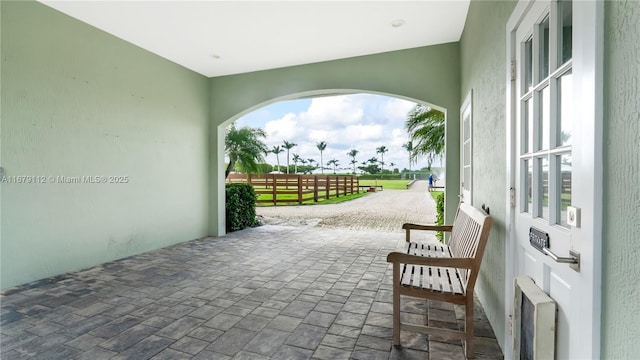 view of patio / terrace featuring radiator