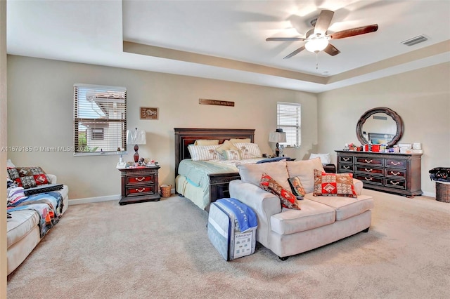 3544 W 94th St, Hialeah, FL 33018 - bedroom featuring carpet flooring, a raised ceiling, and a ceiling fan