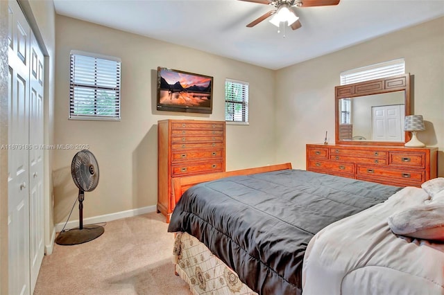 3544 W 94th St, Hialeah, FL 33018 - bedroom featuring light colored carpet, a closet, and a ceiling fan